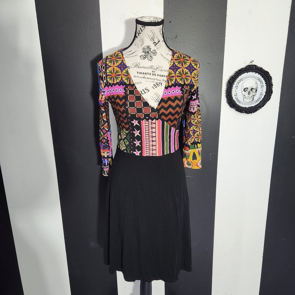 Desigual Colorful Patterned Long Sleeve Dress